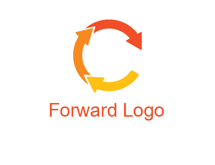 arrows creating letter c logo