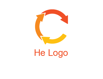 arrows creating letter c logo