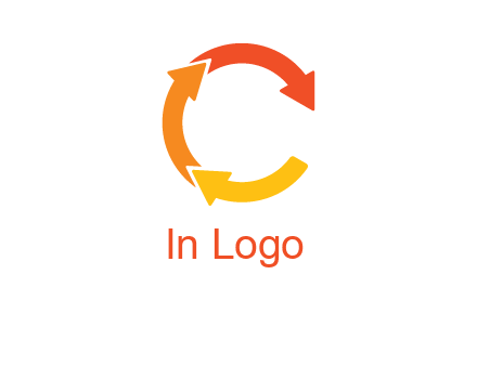 arrows creating letter c logo