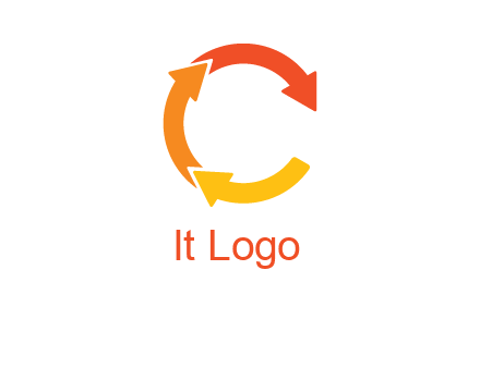 arrows creating letter c logo