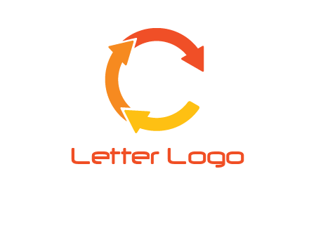 arrows creating letter c logo