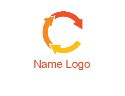 arrows creating letter c logo