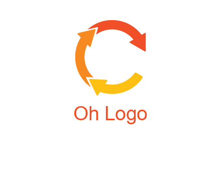 arrows creating letter c logo