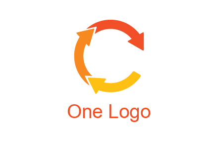 arrows creating letter c logo