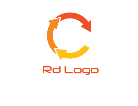 arrows creating letter c logo