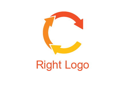 arrows creating letter c logo