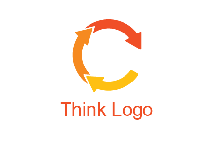 arrows creating letter c logo