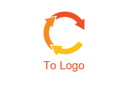 arrows creating letter c logo
