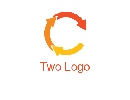 arrows creating letter c logo