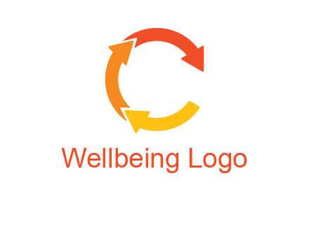 arrows creating letter c logo