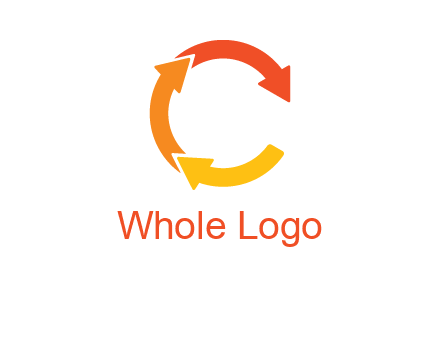 arrows creating letter c logo