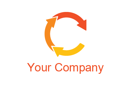 arrows creating letter c logo