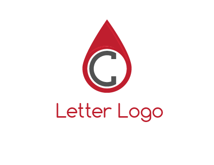 Letter c inside water drop logo