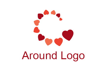hearts forming letter c logo