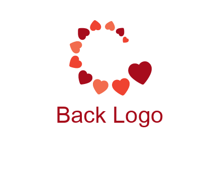 hearts forming letter c logo