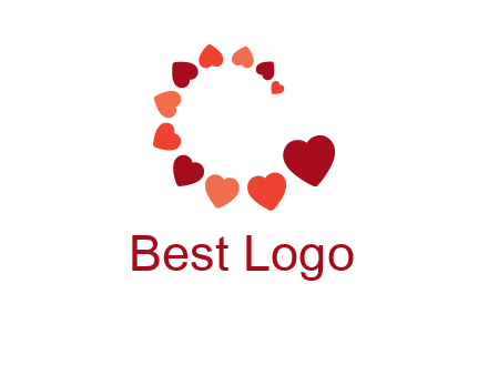 hearts forming letter c logo