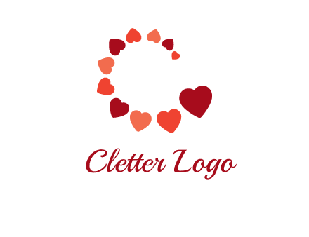 hearts forming letter c logo