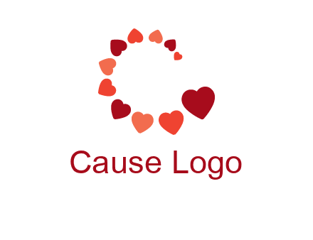 hearts forming letter c logo