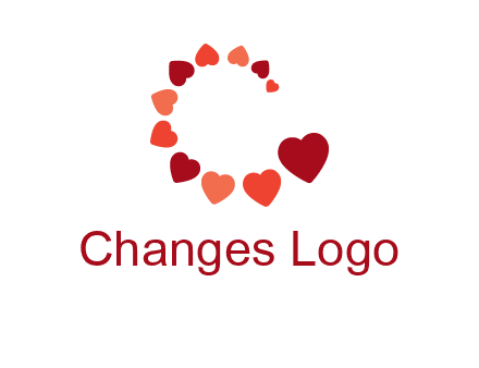 hearts forming letter c logo