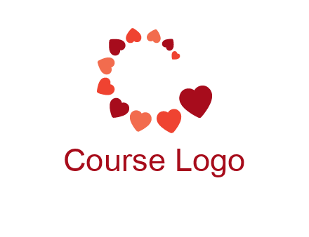 hearts forming letter c logo