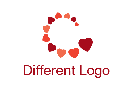 hearts forming letter c logo
