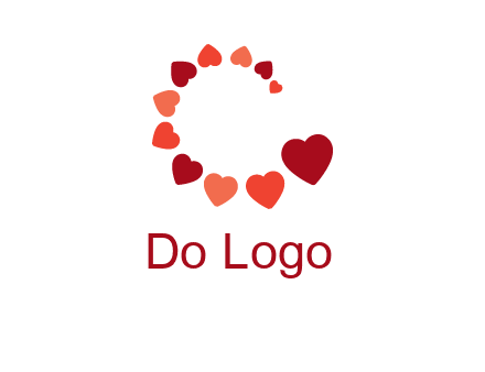 hearts forming letter c logo
