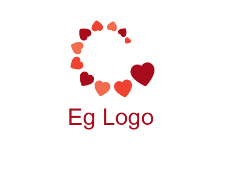 hearts forming letter c logo