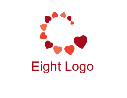 hearts forming letter c logo