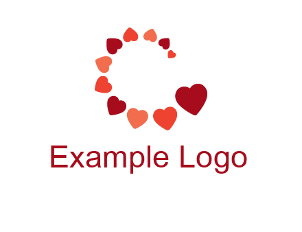 hearts forming letter c logo