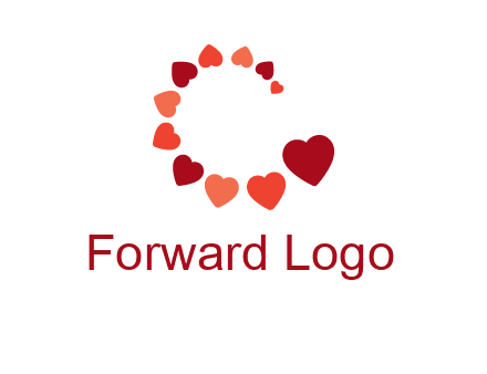 hearts forming letter c logo
