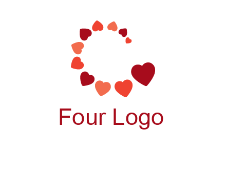 hearts forming letter c logo