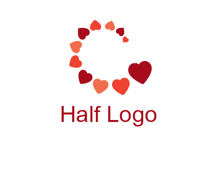hearts forming letter c logo