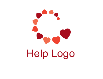 hearts forming letter c logo