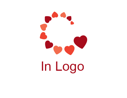 hearts forming letter c logo