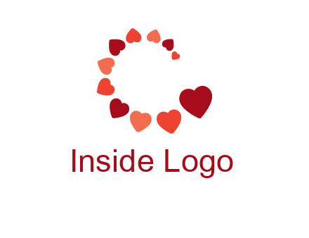 hearts forming letter c logo