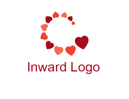 hearts forming letter c logo