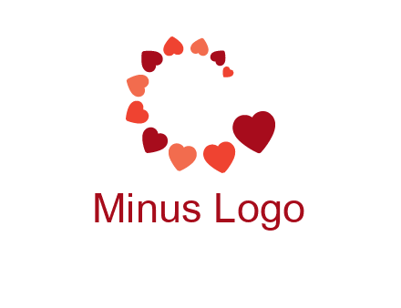hearts forming letter c logo