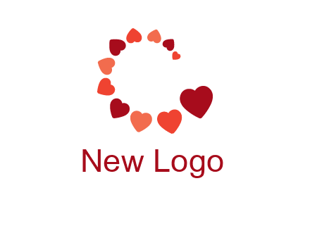 hearts forming letter c logo
