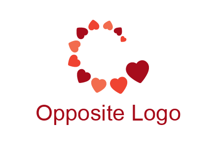 hearts forming letter c logo