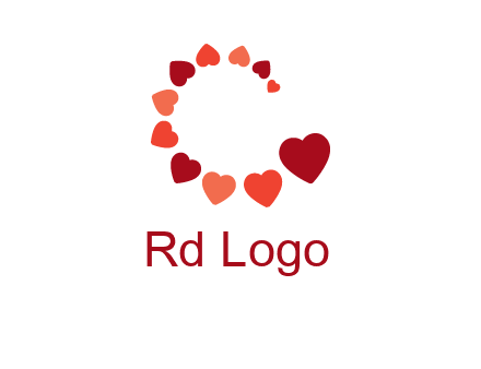 hearts forming letter c logo