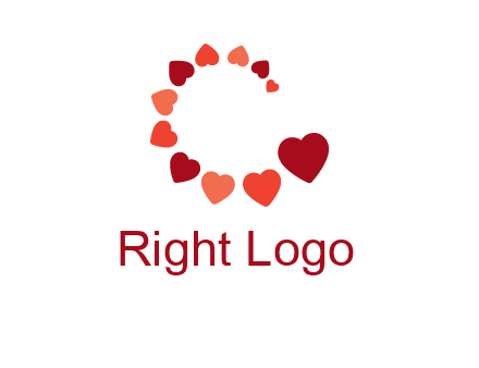 hearts forming letter c logo