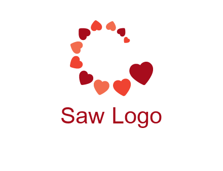 hearts forming letter c logo