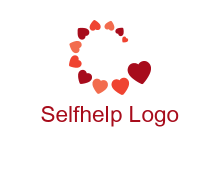 hearts forming letter c logo