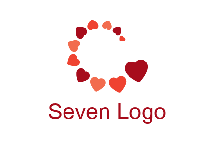 hearts forming letter c logo