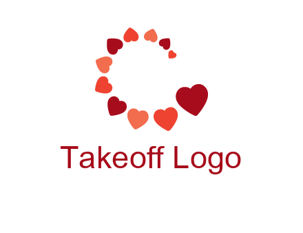 hearts forming letter c logo