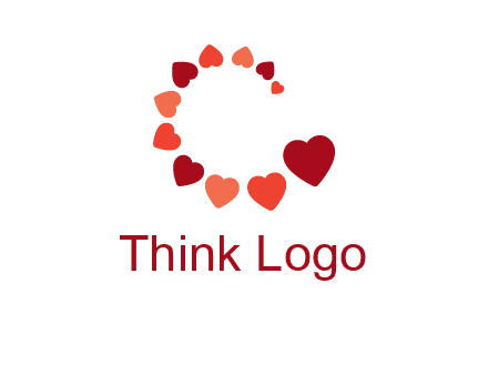 hearts forming letter c logo