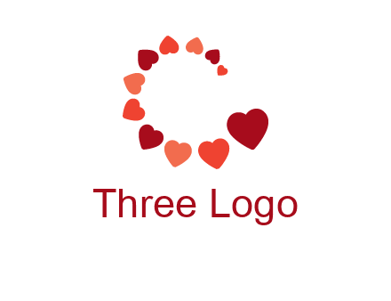 hearts forming letter c logo