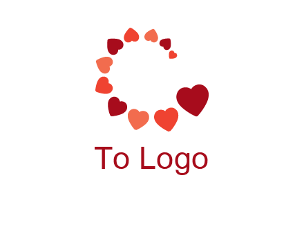 hearts forming letter c logo