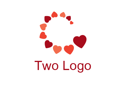 hearts forming letter c logo