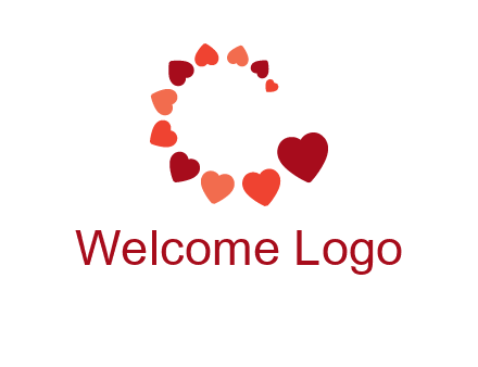 hearts forming letter c logo